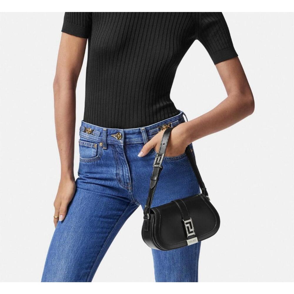 BNWT Versace Greca Goddess Shoulder Bag leather Black Women $1,525 - Picture 2 of 7